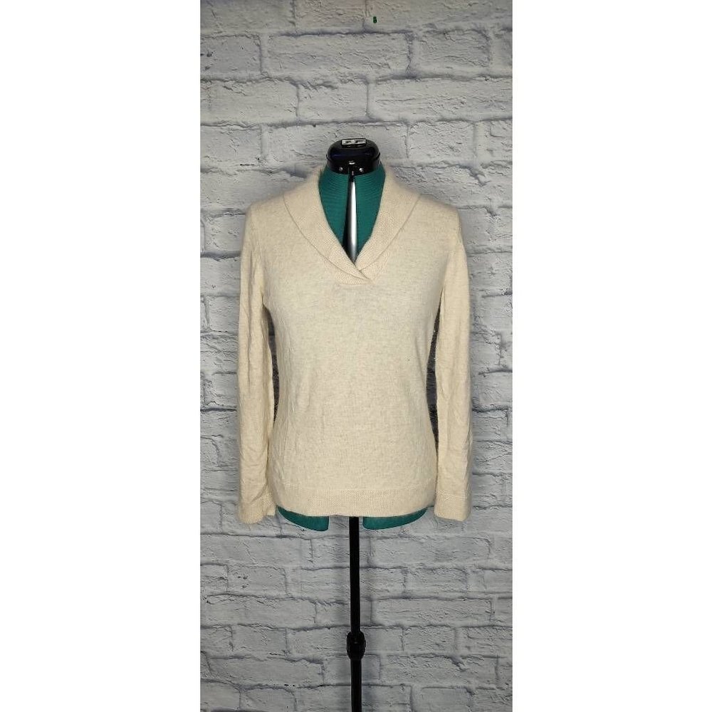 FENN Wright Manson Womens Pullover Sweater Beige Long Sleeve Shawl Collar Knit M